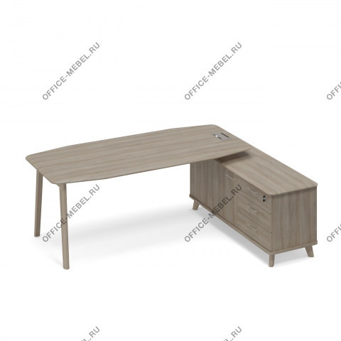 Стол руководителя левый на опорной тумбе л\п (тип 2) WOOD ТМ В2 111 на Office-mebel.ru