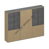 Шкаф для документов высокий 6-дверный (высокий комбинированный+для одежды+высокий комбинированный) ИН 374 ГР на Office-mebel.ru