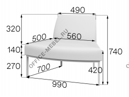 Секция 45* внешняя A45V на Office-mebel.ru