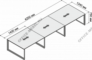 Стол для переговоров 3-х секционный MDF355 на Office-mebel.ru
