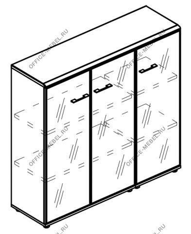 Шкаф средний комбинированный стекло в рамке (топ ДСП) МР 9490 на Office-mebel.ru