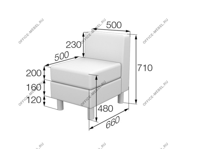 Мягкая мебель для офиса Секция 1-местная Dm1 на Office-mebel.ru
