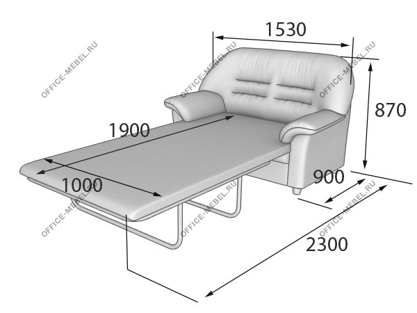 Мягкая мебель для офиса Диван двухместный раскладной P2-r на Office-mebel.ru