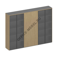 Шкаф для документов высокий 6-дверный (высокий со стеклом+для одежды+высокий со стеклом) ИН 361 ГР на Office-mebel.ru