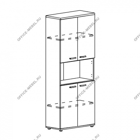 Шкаф для документов 4-дверный с открытой нишей А4 9374 на Office-mebel.ru