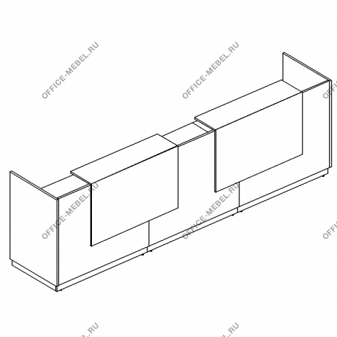 Стойка ресепшен прямая (полки высокие) с подсветкой А4 9837-3 на Office-mebel.ru