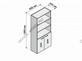 Шкаф высокий с 2-мя низкими дверьми MDF601+614 на Office-mebel.ru