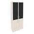 Шкаф высокий широкий (2 низких фасада ЛДСП + 2 средних фасада стекло лакобель в раме) O.ST-1.2R black на Office-mebel.ru 1