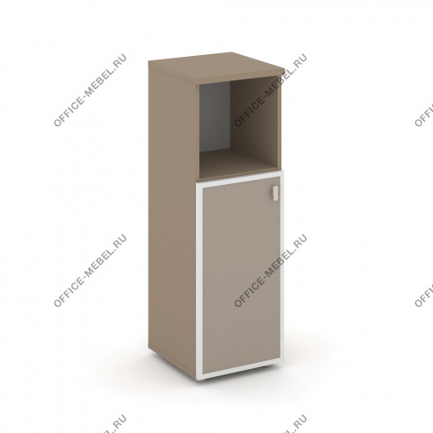 Шкаф средний узкий л\п (1 низкий фасад стекло Лакобель  IVORY / UMBRA в раме) ES.SU-2.2 I/U на Office-mebel.ru