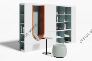 Композиция шкаф высокий со стеллажами и мягкой нишей ART906.U604 на Office-mebel.ru