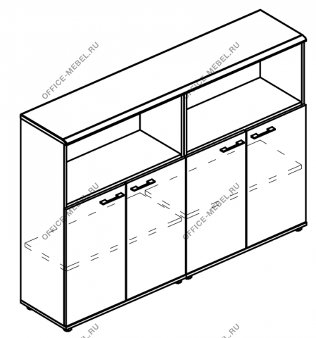 Шкаф средний комбинированный полузакрытый (топ МДФ) МР 9391 на Office-mebel.ru